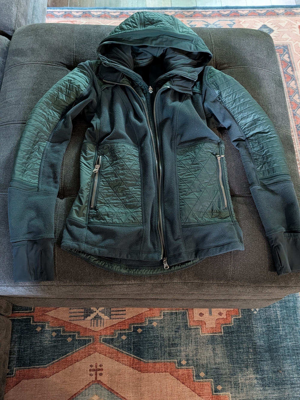 Lululemon athletica Quilted Hooded Jacket in Deep Forest Green